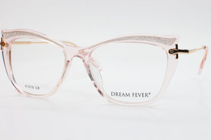 Dream Fever K1019 C8 Acetate Pink Transparent Gold Metal Eyeglasses - ABC Optical