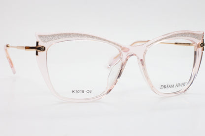 Dream Fever K1019 C8 Acetate Pink Transparent Gold Metal Eyeglasses - ABC Optical