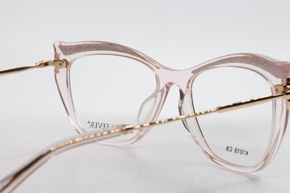 Dream Fever K1019 C8 Acetate Pink Transparent Gold Metal Eyeglasses - ABC Optical