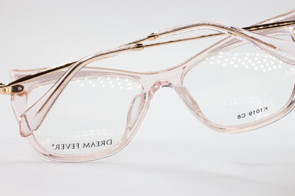 Dream Fever K1019 C8 Acetate Pink Transparent Gold Metal Eyeglasses - ABC Optical