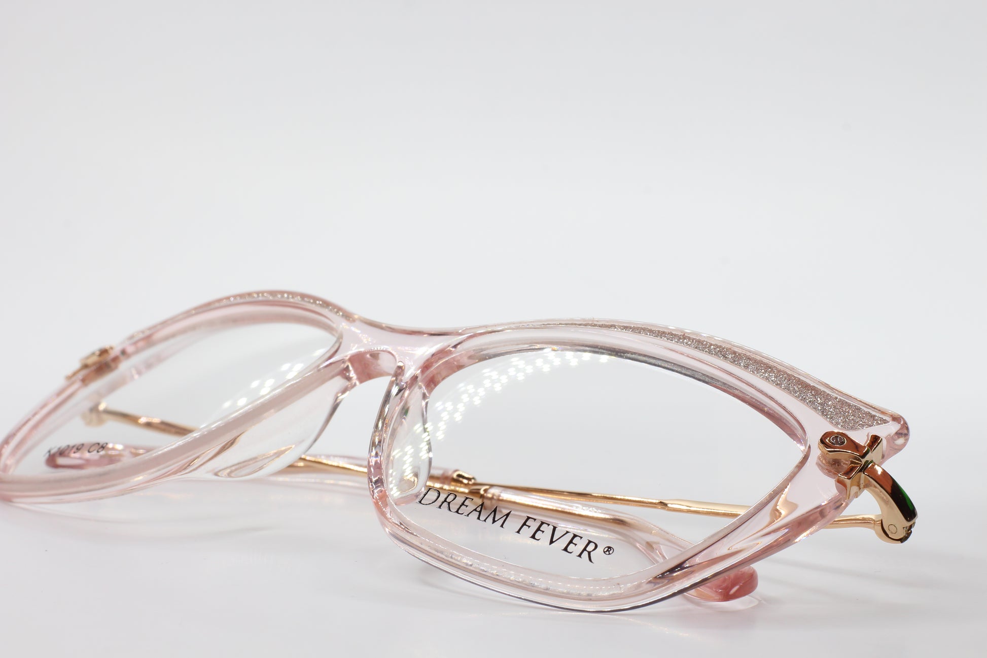 Dream Fever K1019 C8 Acetate Pink Transparent Gold Metal Eyeglasses - ABC Optical