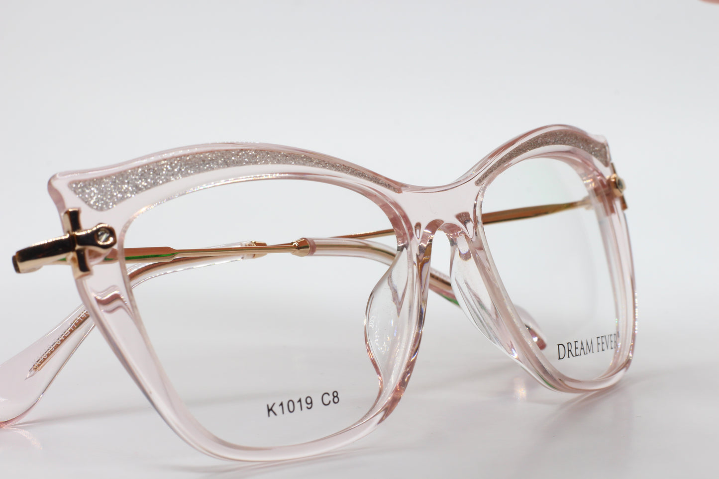 Dream Fever K1019 C8 Acetate Pink Transparent Gold Metal Eyeglasses - ABC Optical