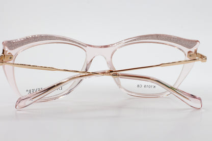 Dream Fever K1019 C8 Acetate Pink Transparent Gold Metal Eyeglasses - ABC Optical
