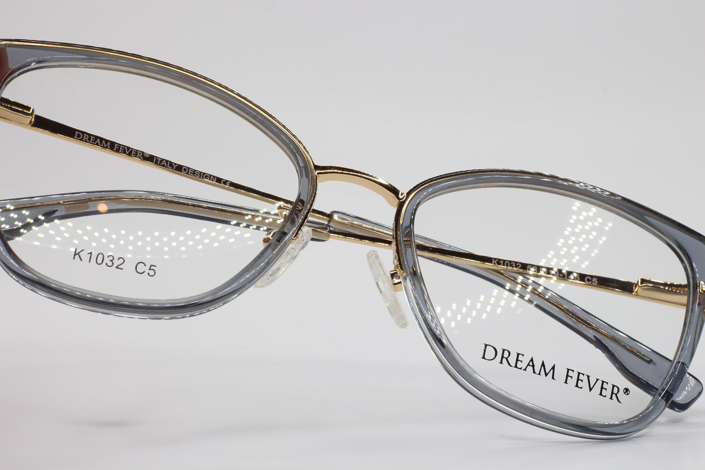 Dream Fever K1032 Gray Gold Designer Fashion Eyeglasses -Wo