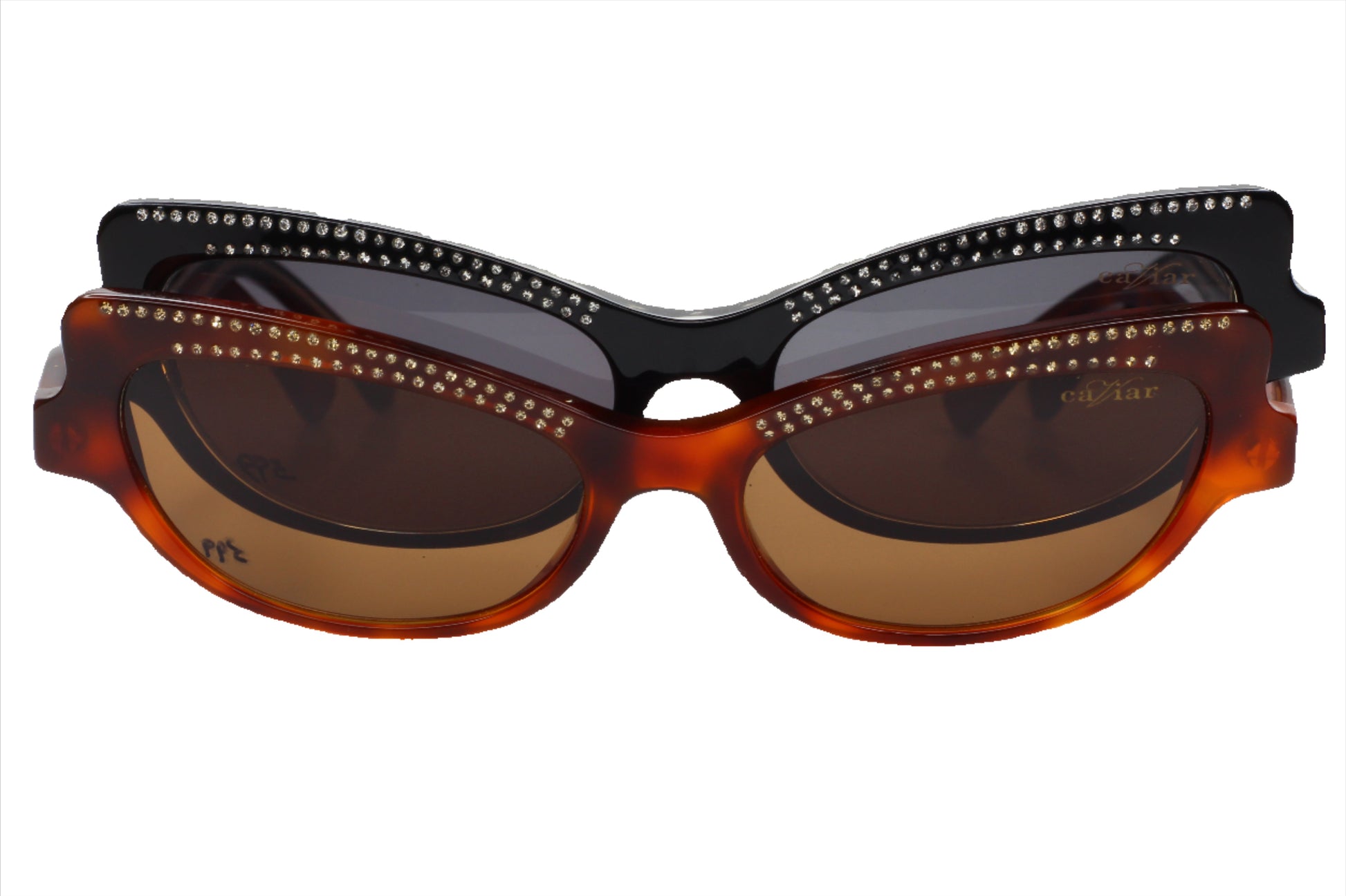 Caviar M3002 C16 Havana Brown Austrian Crystals Luxury Sunglasses