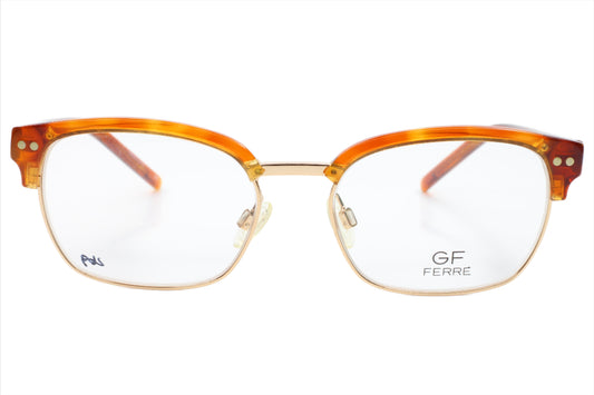 Gianfranco Ferre FF27102 Havana Gold Clubmaster Eyeglasses 52-17-140 Gold Havana Brown FF27102 Metal Optical Frames ABC Optical Eyeglasses