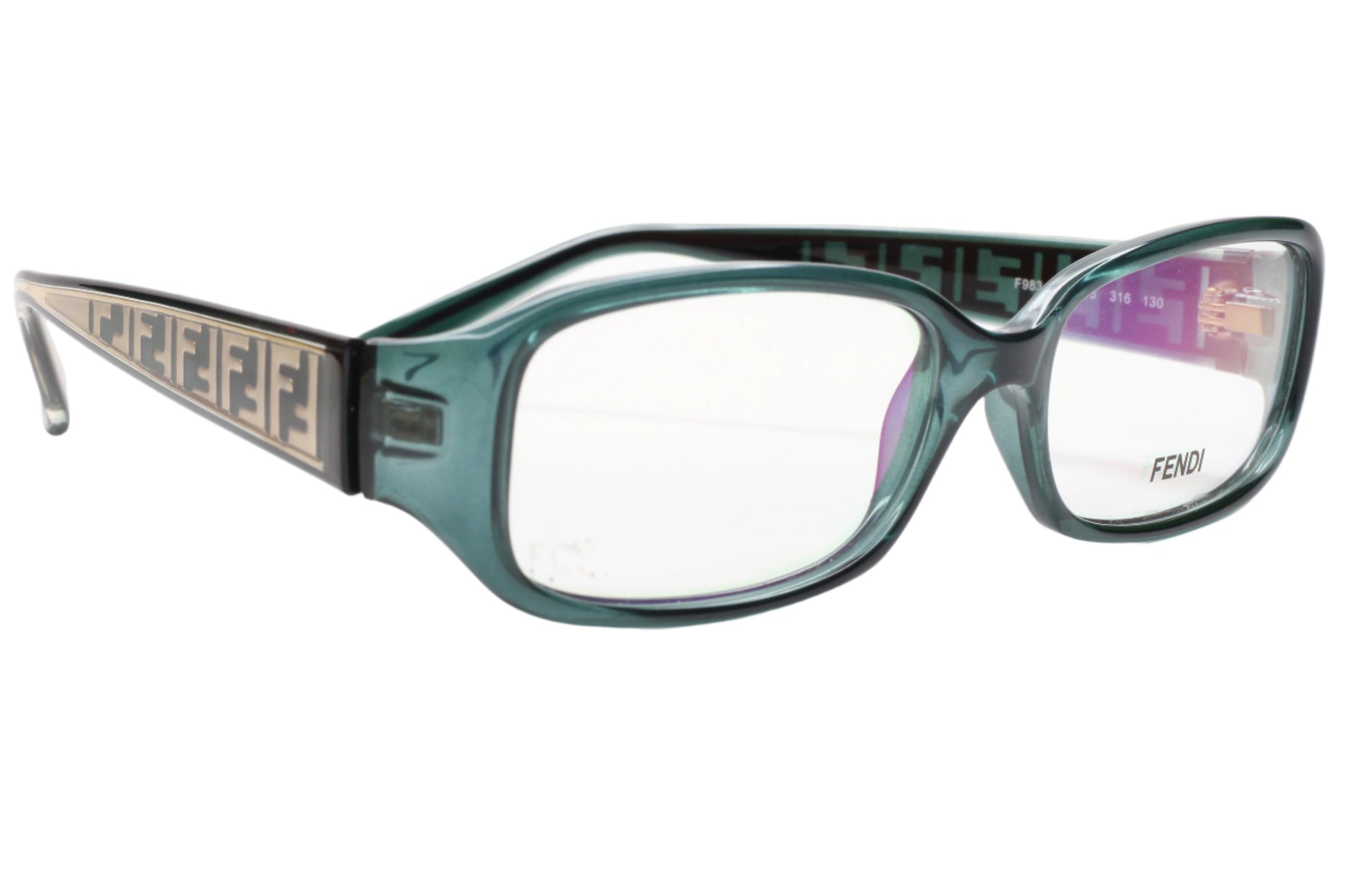 Fendi F983 316 Crystal Green Gold Designer Italy Eyeglasses Optical Frames ABC Optical Eyeglasses