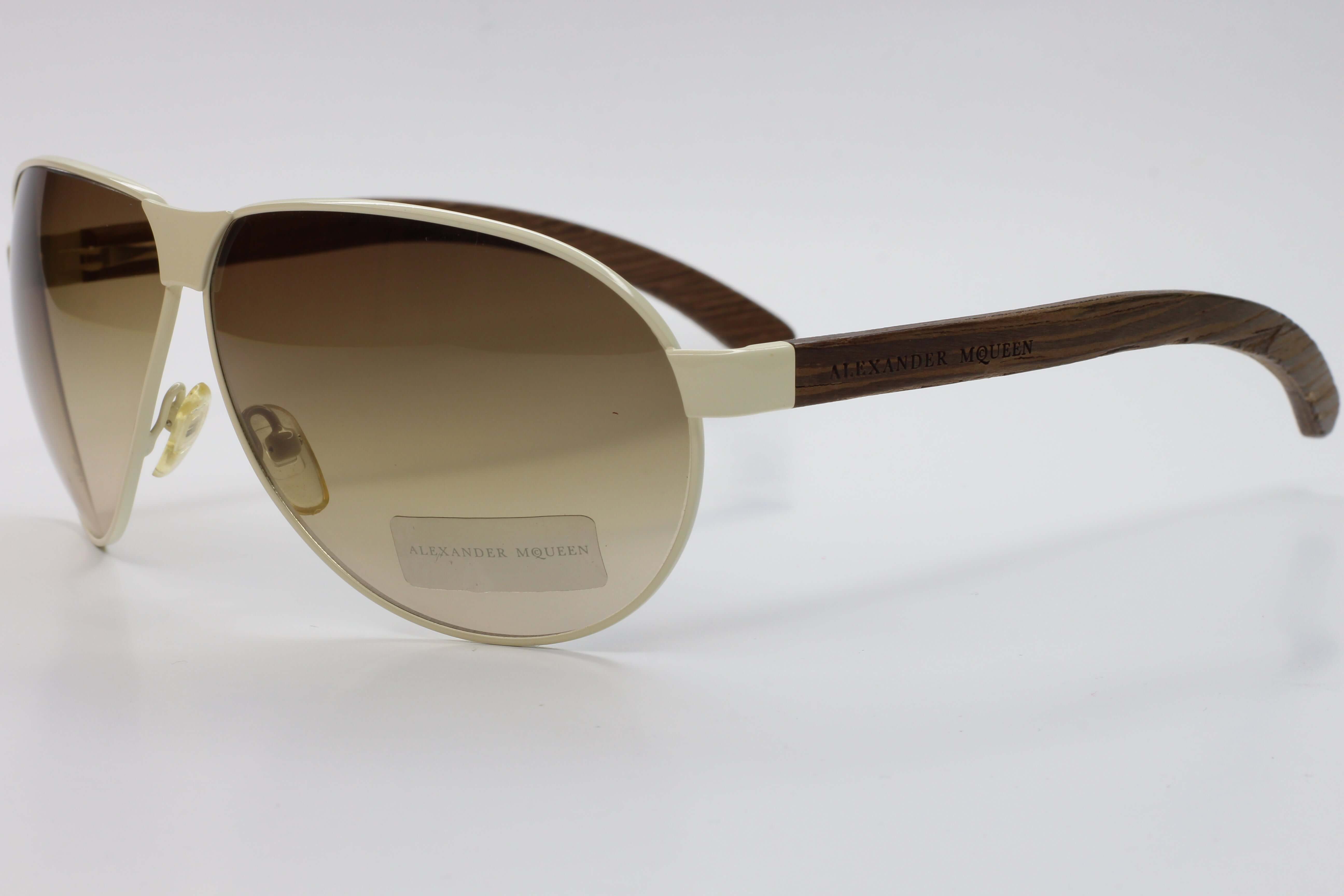 Alexander McQueen AMQ4049S BHN Bone White Wood Luxury