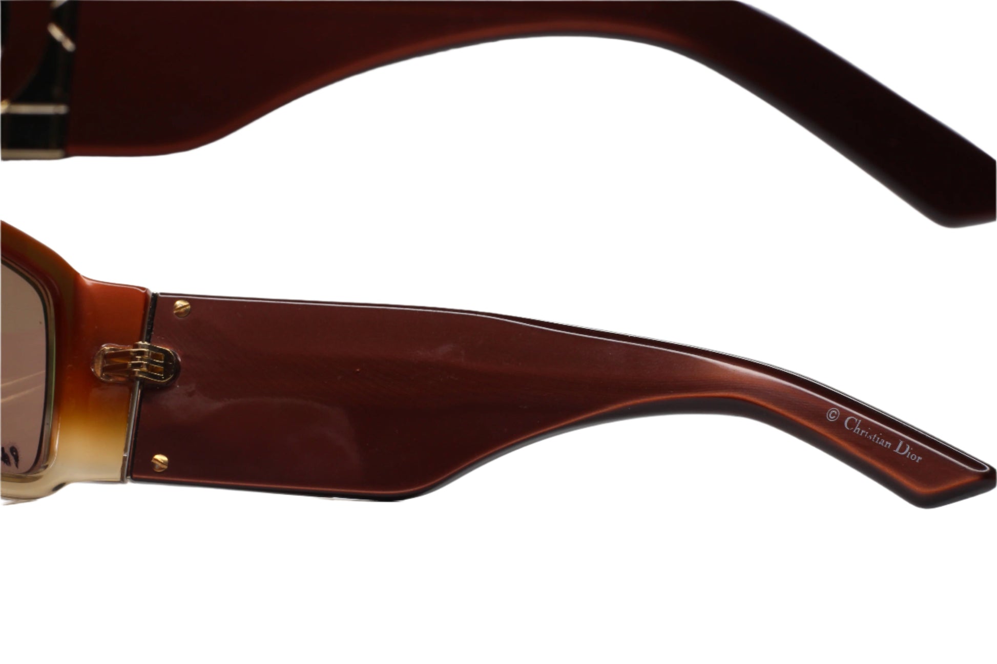 Christian Dior QJOSB Dior Shaded 2 Brown Acetate Gold Logo Luxury Sunglasses - ABC Optical