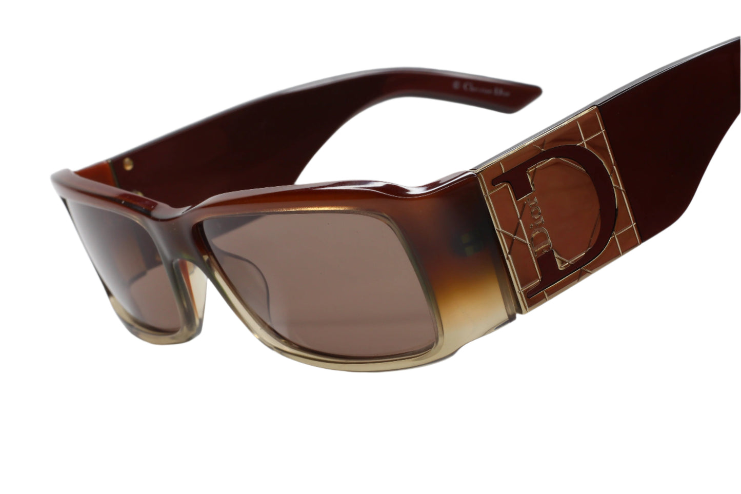 Christian Dior QJOSB Dior Shaded 2 Brown Acetate Gold Logo Luxury Sunglasses - ABC Optical