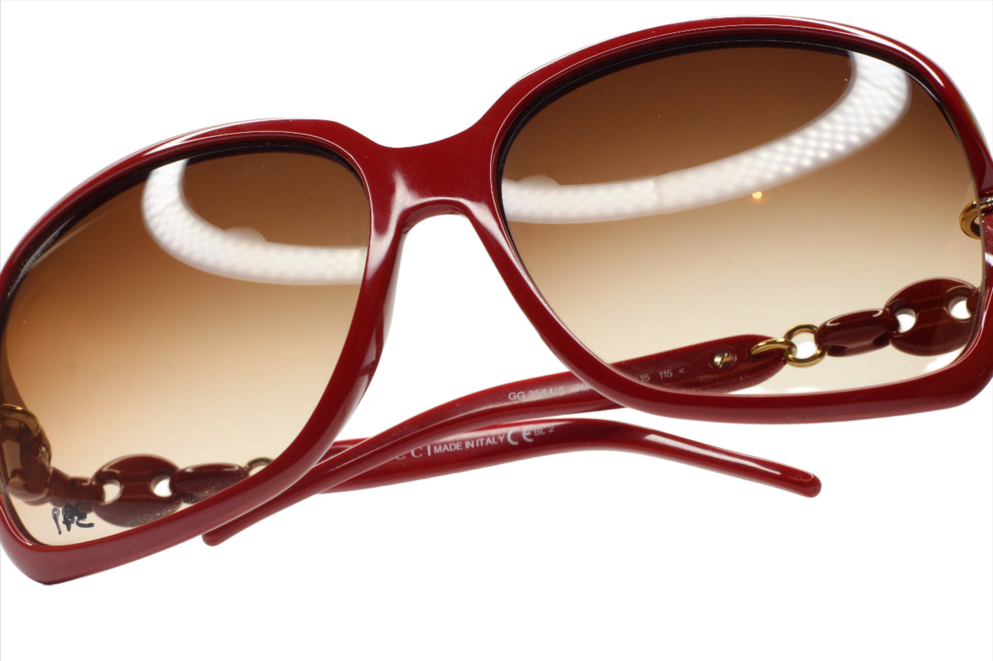 Gucci GG3584S 3GQJD Burgundy Designer Red Fashion Gold Luxury Sunglasses - ABC Optical