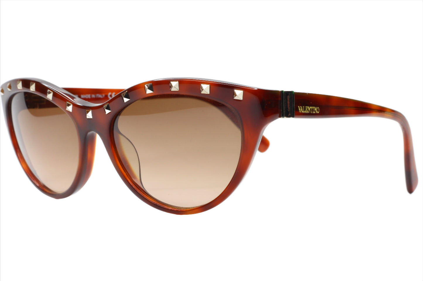 Valentino V641S Brown Designer Silver Studded Acetate Italy Luxury Sunglasses - ABC Optical