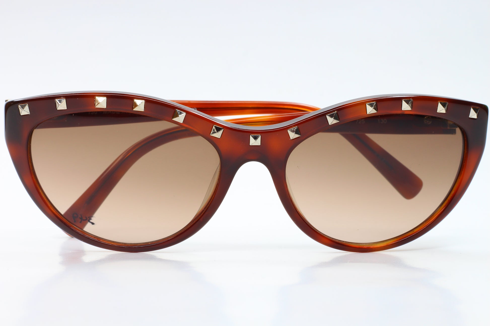 Valentino V641S Brown Designer Silver Studded Acetate Italy Luxury Sunglasses - ABC Optical