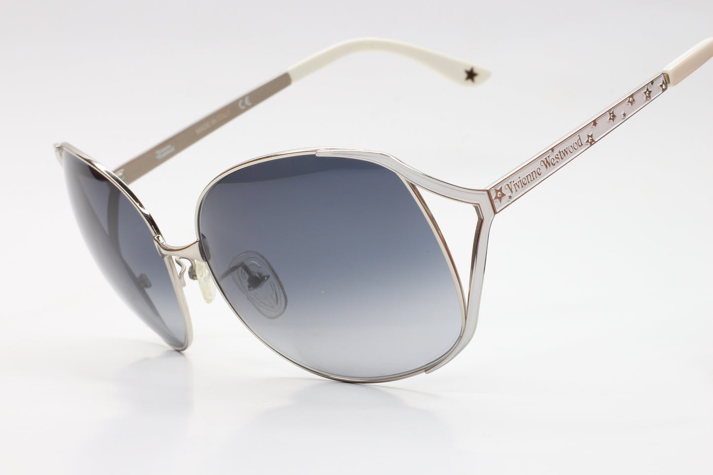 Vivienne Westwood VW713 02 Silver Designer White Metal Luxury Sunglasses - ABC Optical