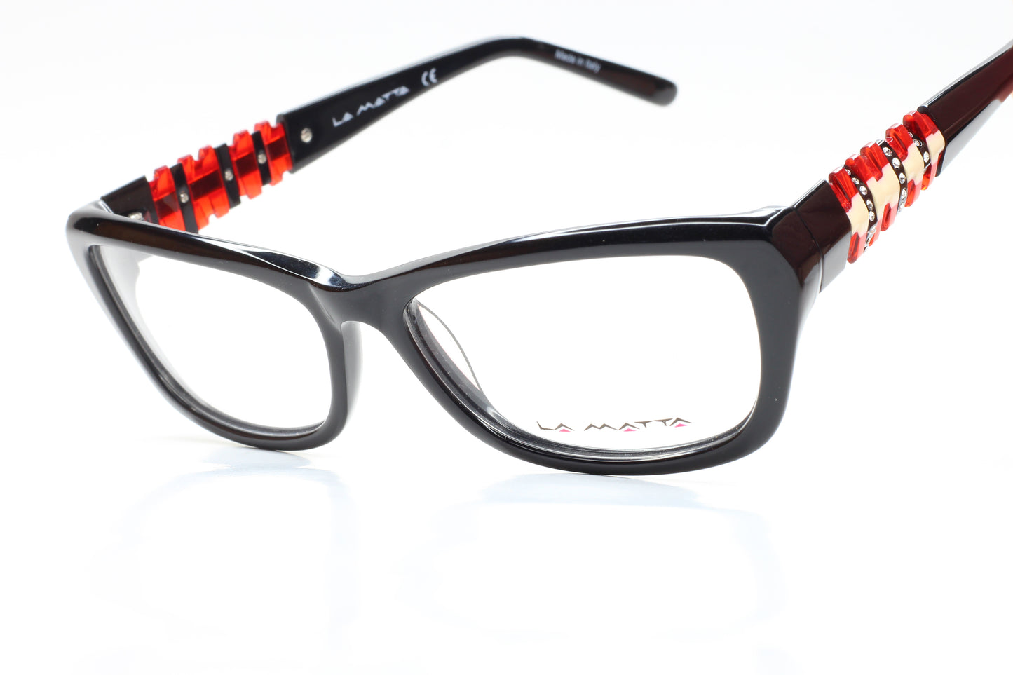 La Matta LM3084 Black Red Acetate Designer Italy Eyeglasses Optical Frames ABC Optical Eyeglasses