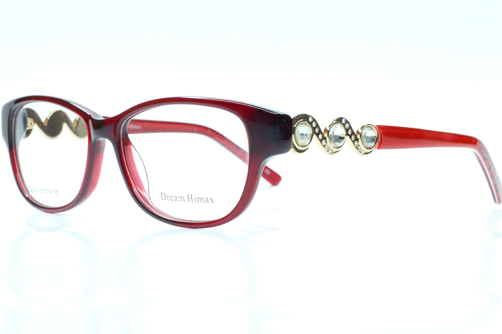 Dream Himax 8335 Burgundy Shiny Beads Designer Eyeglasses Optical Frames ABC Optical Eyeglasses