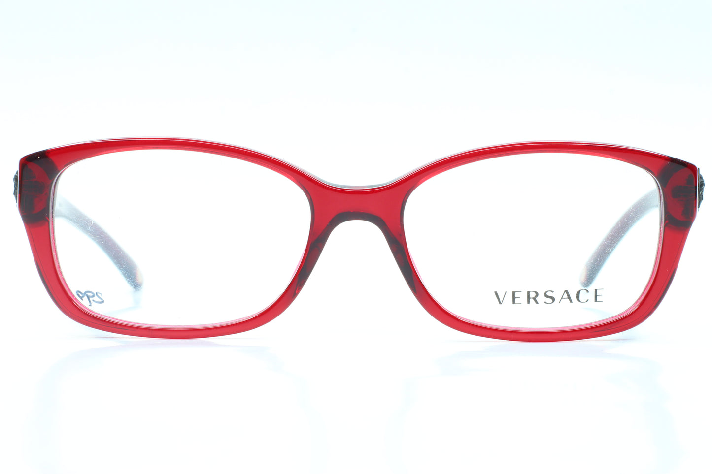 Versace VE3148 974 Red Clear Medusa Head Designer Eyeglasses 52-16-135 974 Red Acetate Optical Frames ABC Optical Eyeglasses