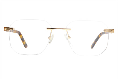 Myriad Eyewear ME25610 Tortoise Gold Rimless Luxury Eyeglasses 55-17-140 C1 Tortoise Gold Titanium Optical Frames ABC Optical Eyeglasses