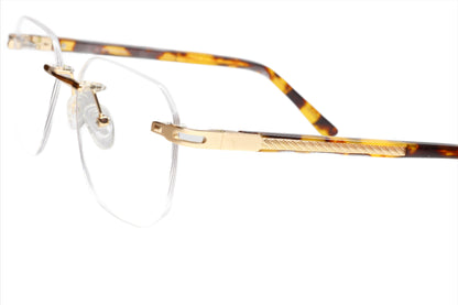 Myriad Eyewear ME25610 Tortoise Gold Rimless Luxury Eyeglasses Optical Frames ABC Optical Eyeglasses