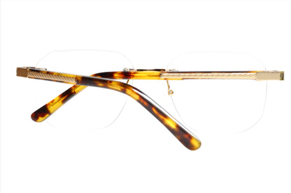 Myriad Eyewear ME25610 Tortoise Gold Rimless Luxury Eyeglasses Optical Frames ABC Optical Eyeglasses