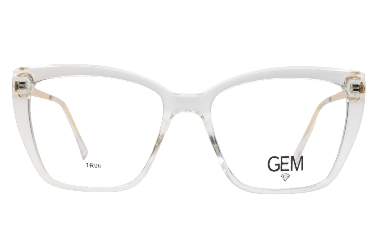 Gem Crystal Clear Gold Acetate Designer Eyeglasses