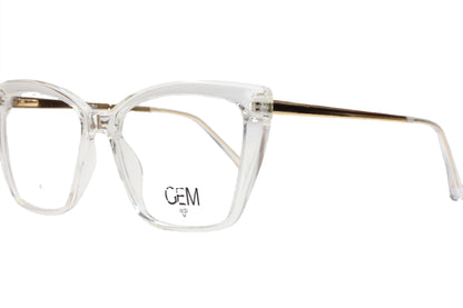 Gem Crystal Clear Gold Acetate Designer Eyeglasses