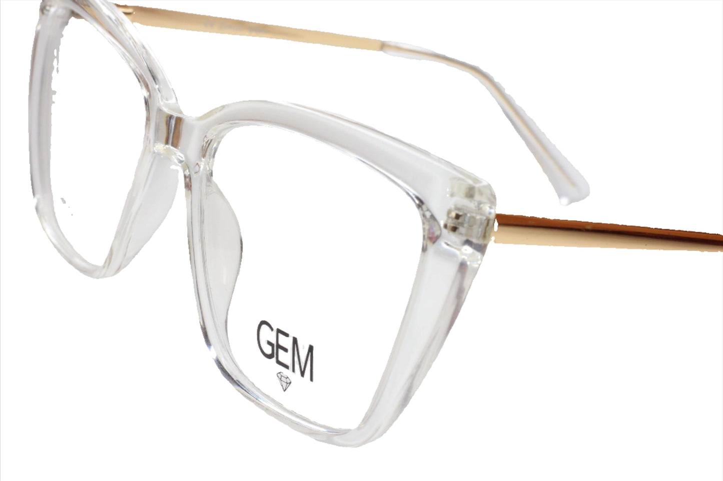 Gem Crystal Clear Gold Acetate Designer Eyeglasses