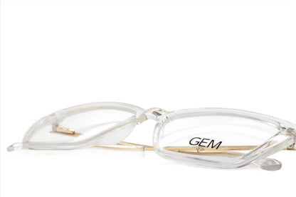 Gem Crystal Clear Gold Acetate Designer Eyeglasses