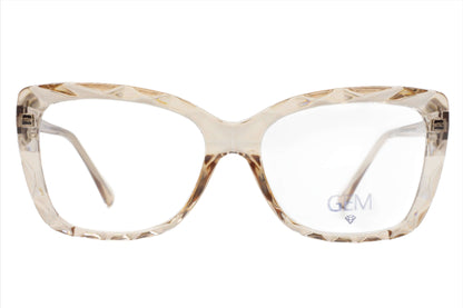 Gem Crystal Brown Gold Acetate Designer Eyeglasses