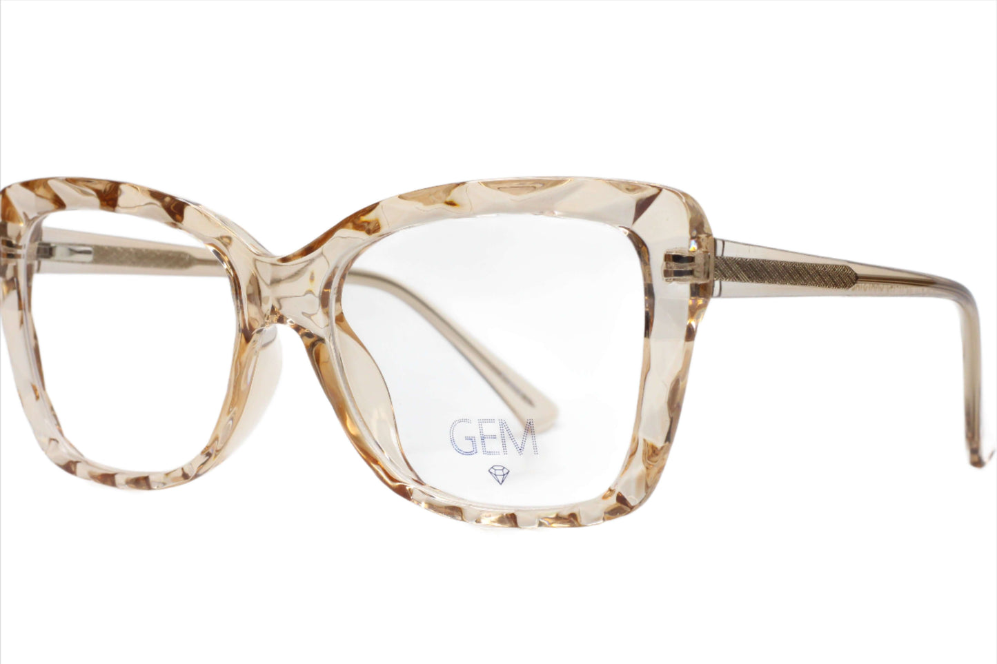 Gem Crystal Brown Gold Acetate Designer Eyeglasses Optical Frames ABC Optical Eyeglasses