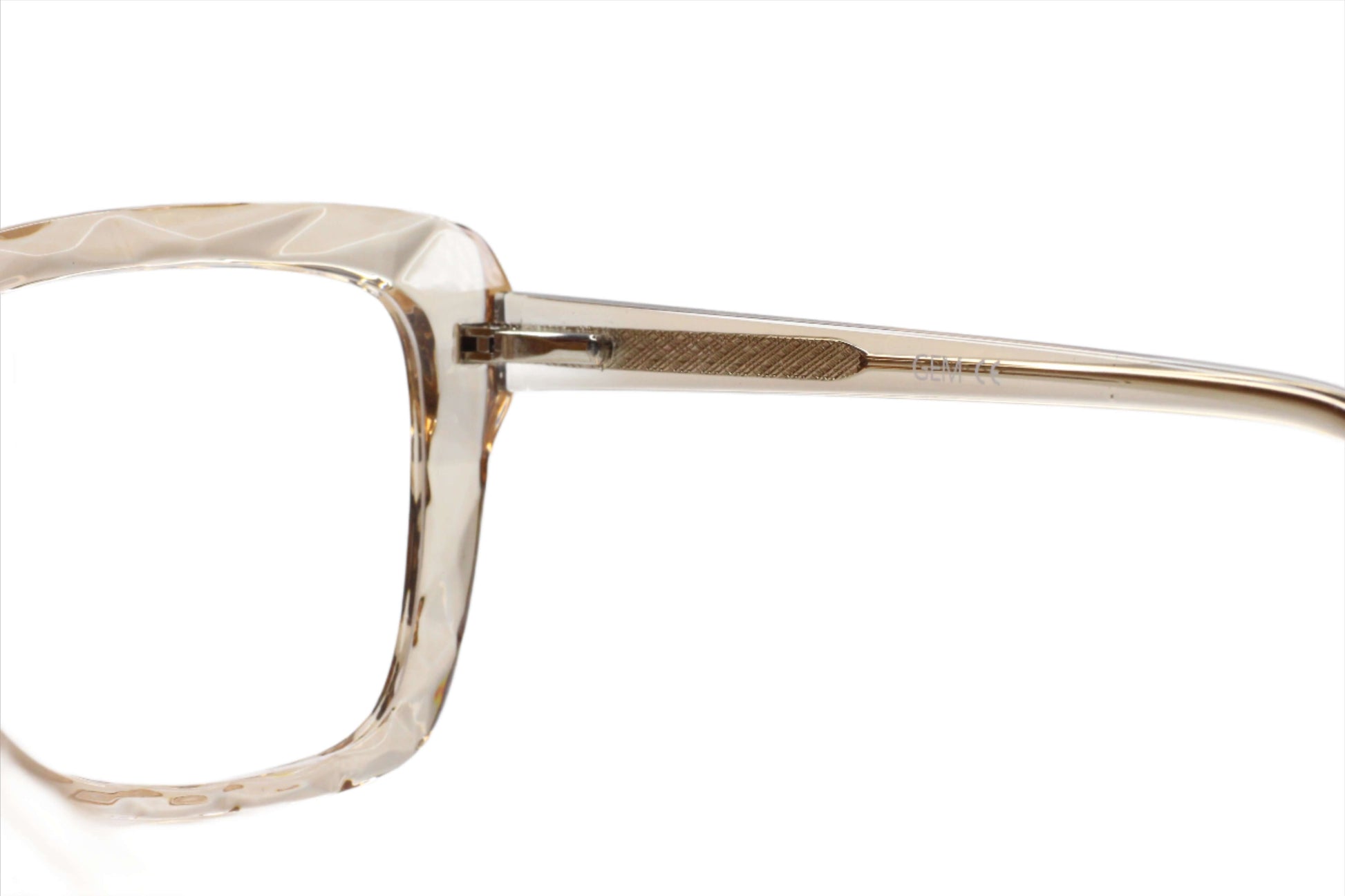 Gem Crystal Brown Gold Acetate Designer Eyeglasses