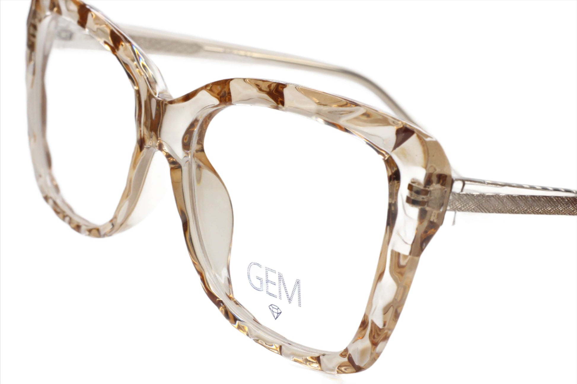 Gem Crystal Brown Gold Acetate Designer Eyeglasses Optical Frames ABC Optical Eyeglasses