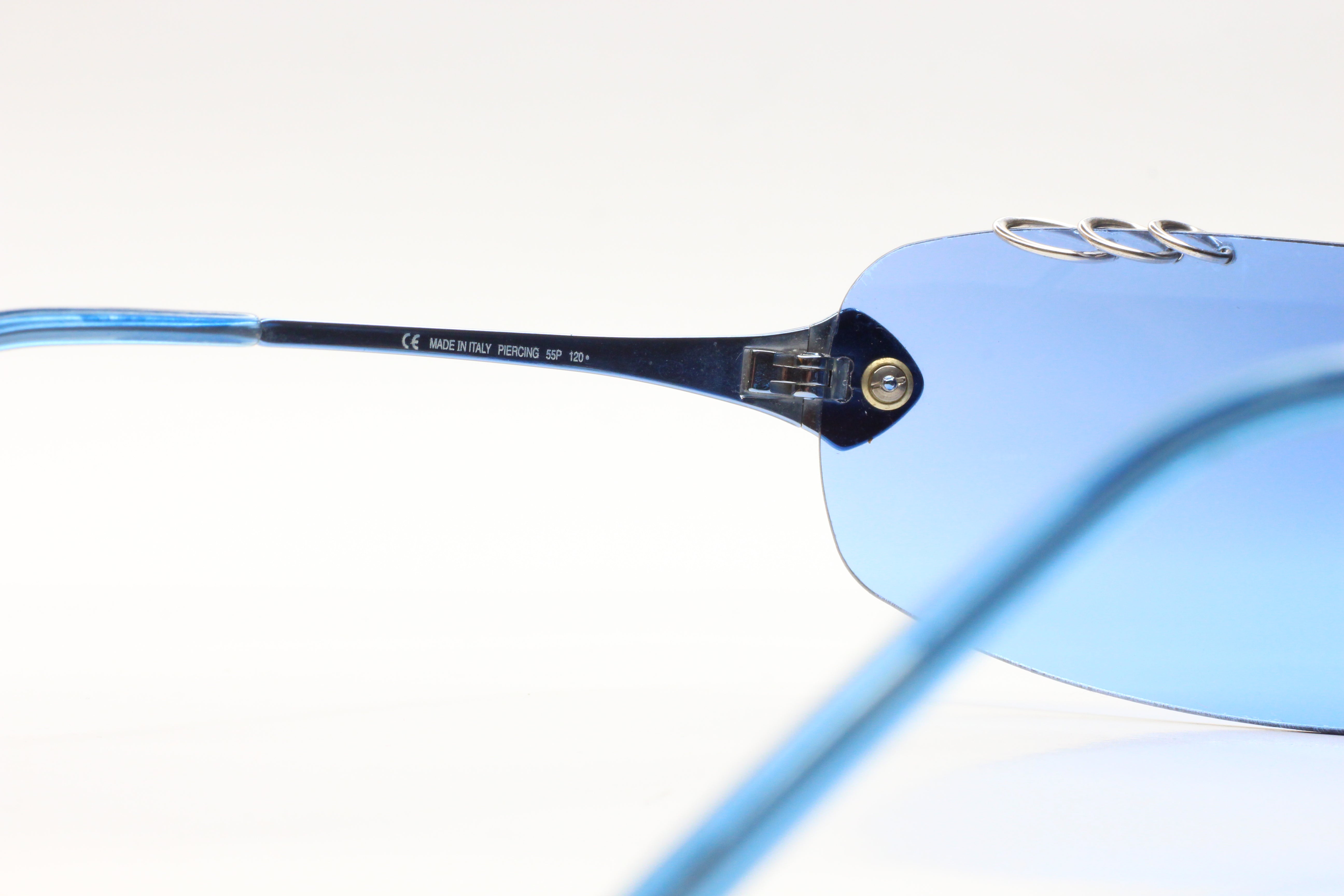 Christian Dior Piercing 55P RARE Blue Rimless Vintage Sunglasses -Ma