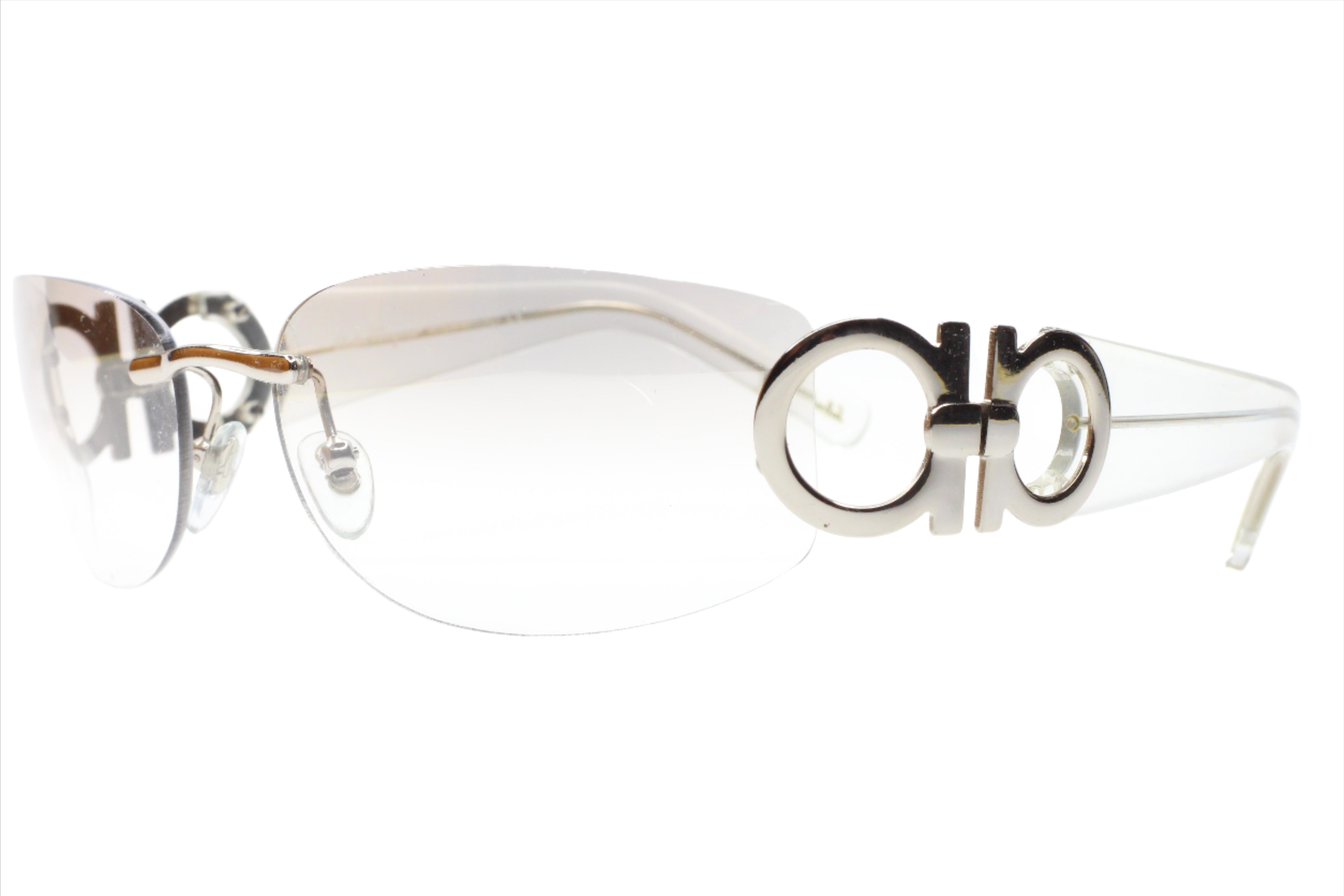 Salvatore Ferragamo SF1047 511/61 Clear Silver Rimless Luxury