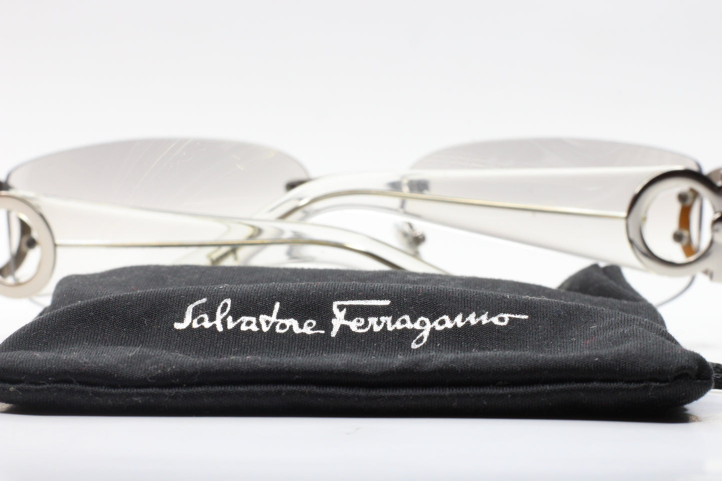 Salvatore Ferragamo SF1047 511/61 Clear Silver Rimless Sunglasses