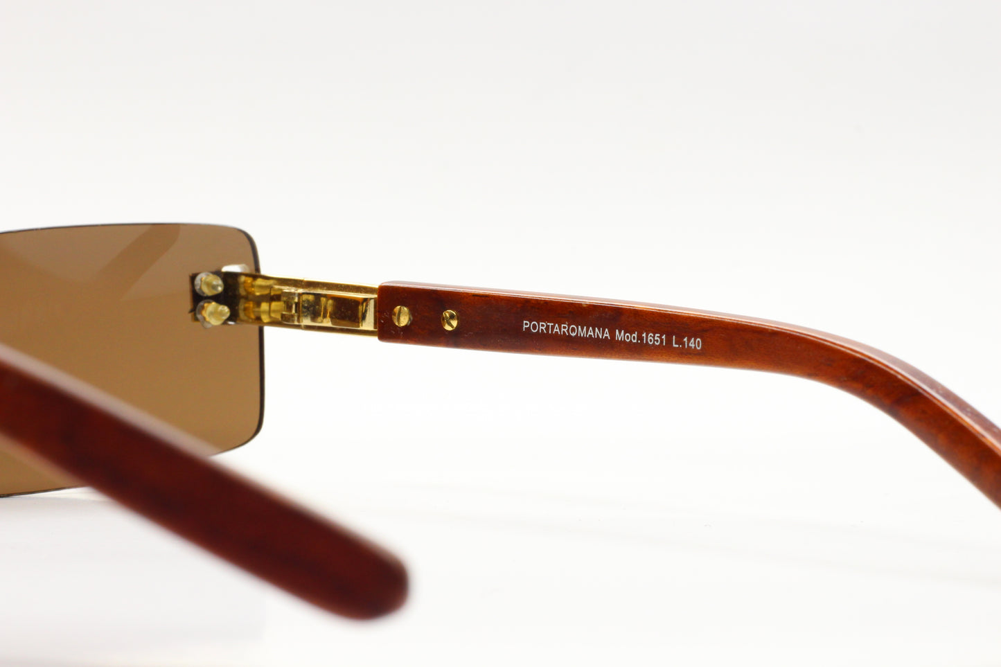 Porta Romana mod. 1651 Gold Wood Vintage 1990's Luxury Sunglasses