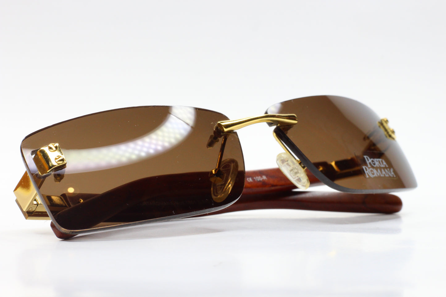 Porta Romana mod. 1651 Gold Wood Vintage 1990's Luxury Sunglasses -Ma Optical Frames ABC Optical sunglasses