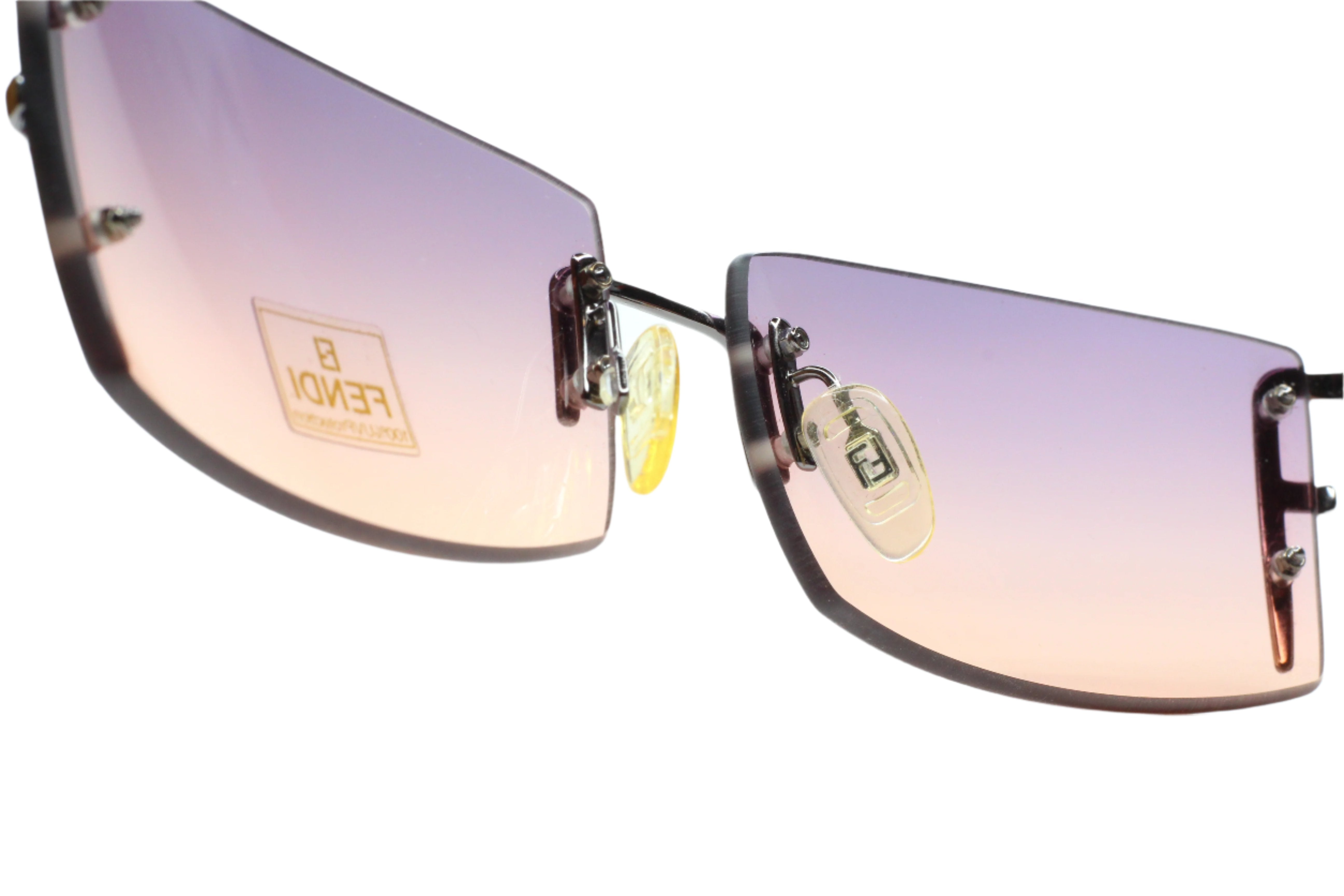 Fendi FS263 Dark Ruthenium Silver Rimless Luxury Italy Sunglasses