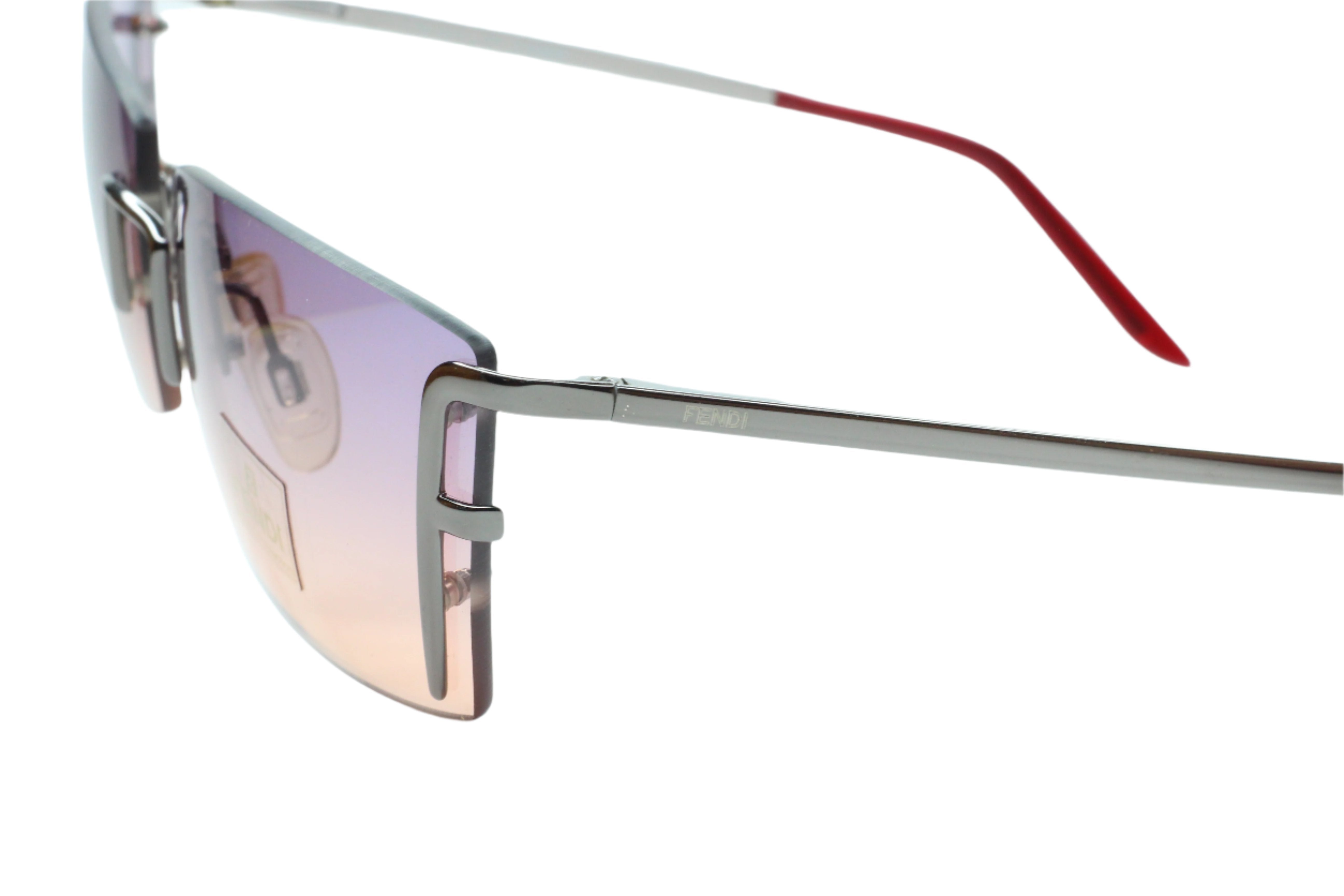 Fendi FS263 Dark Ruthenium Silver Rimless Luxury Italy Sunglasses