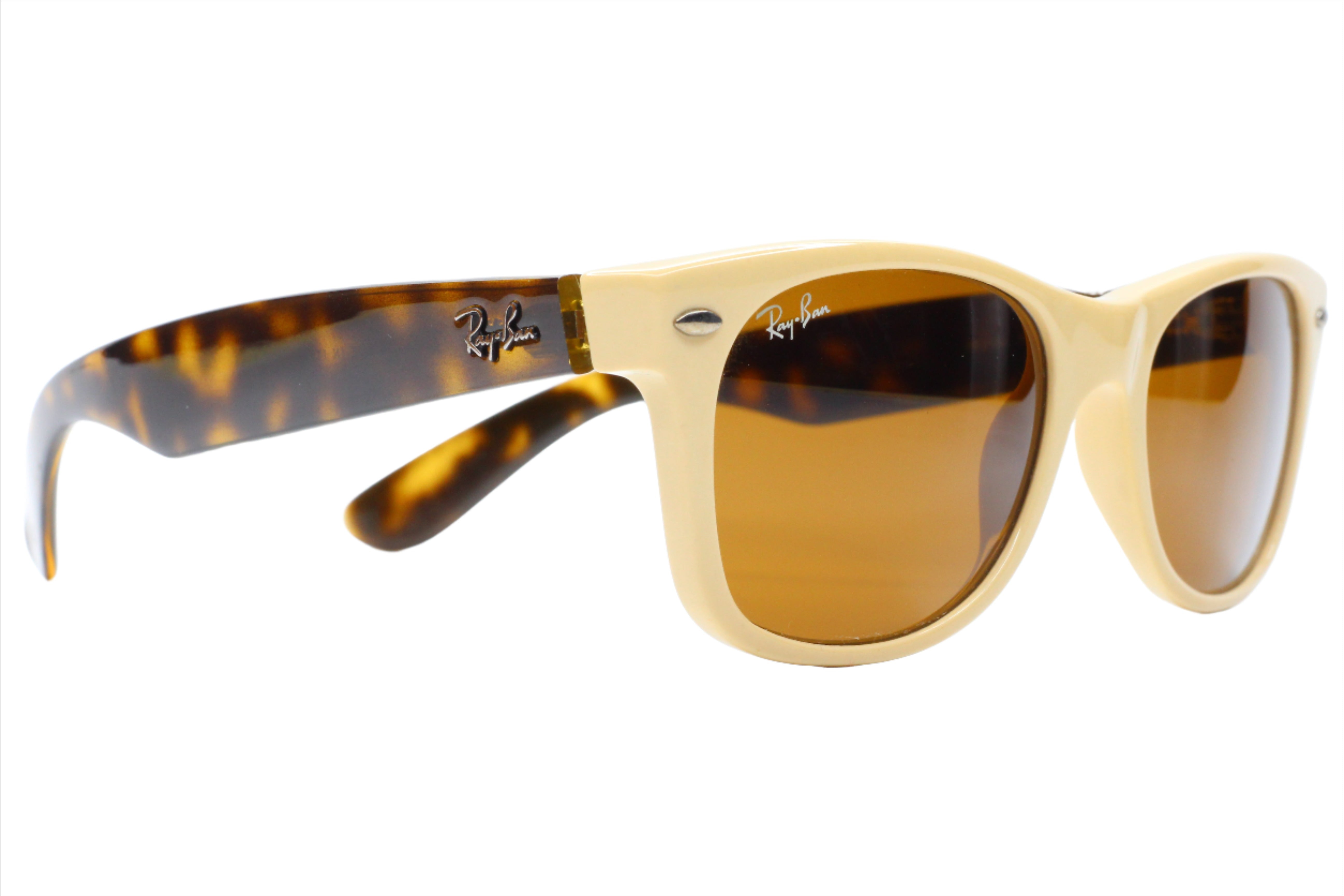 Ray-Ban RB2132 721 Cream Brown Wayfarer Designer Italy Sunglasses