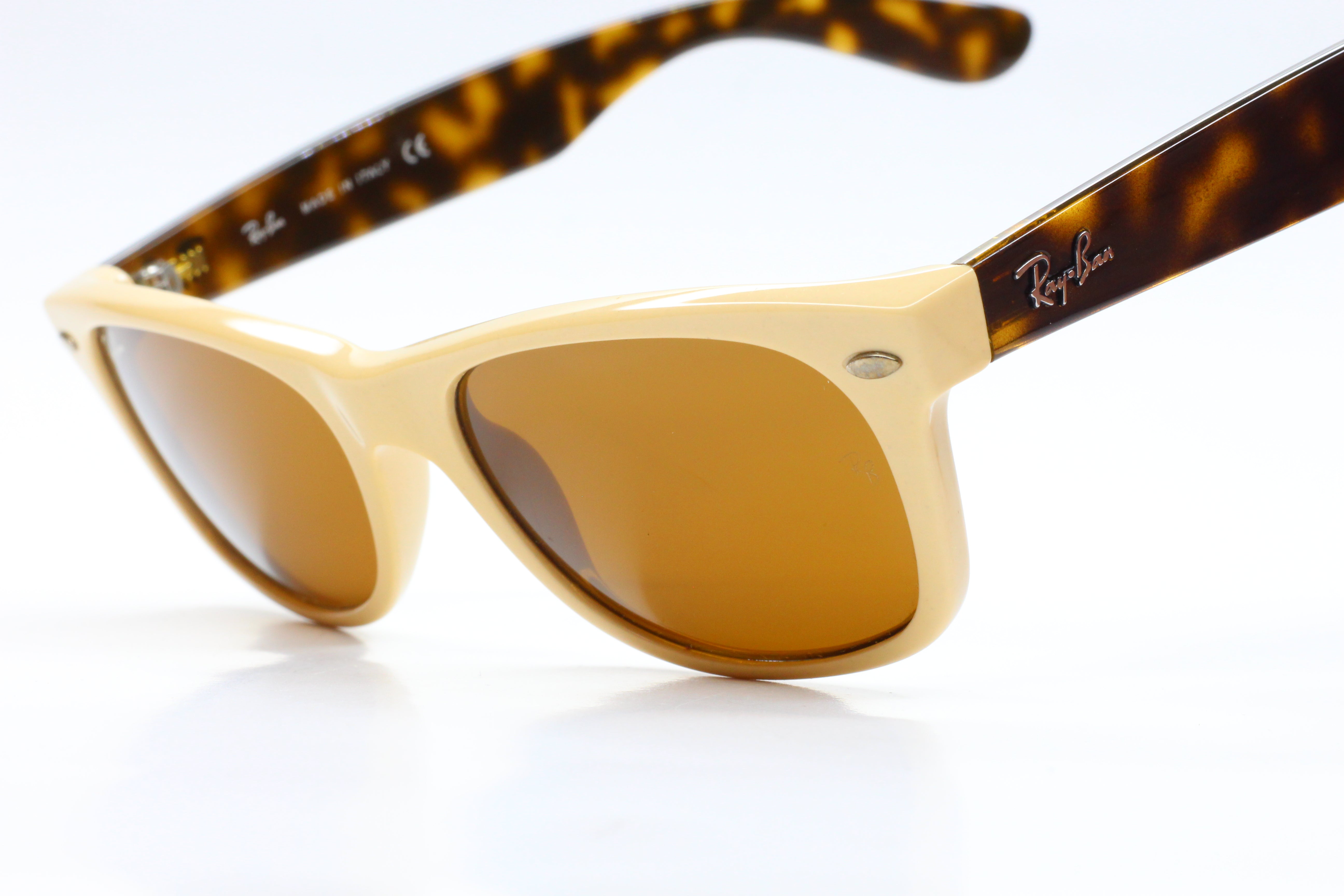 Ray-Ban RB2132 721 Cream Brown Wayfarer Designer Italy Sunglasses