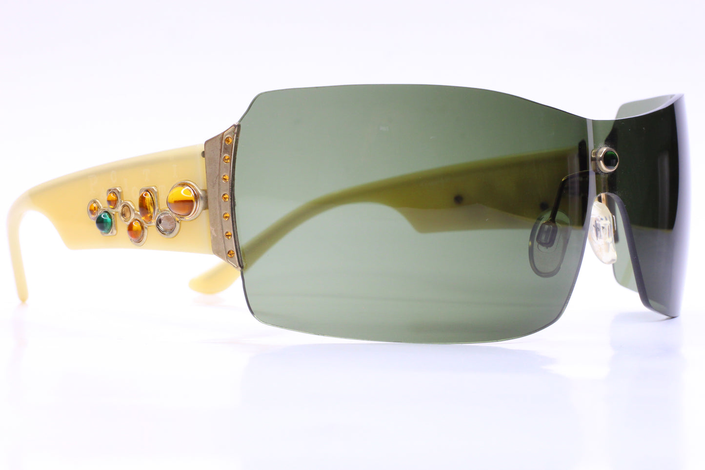 Cesare Paciotti CPS026 Creme Shield Crystal Stones Designer Sunglasses