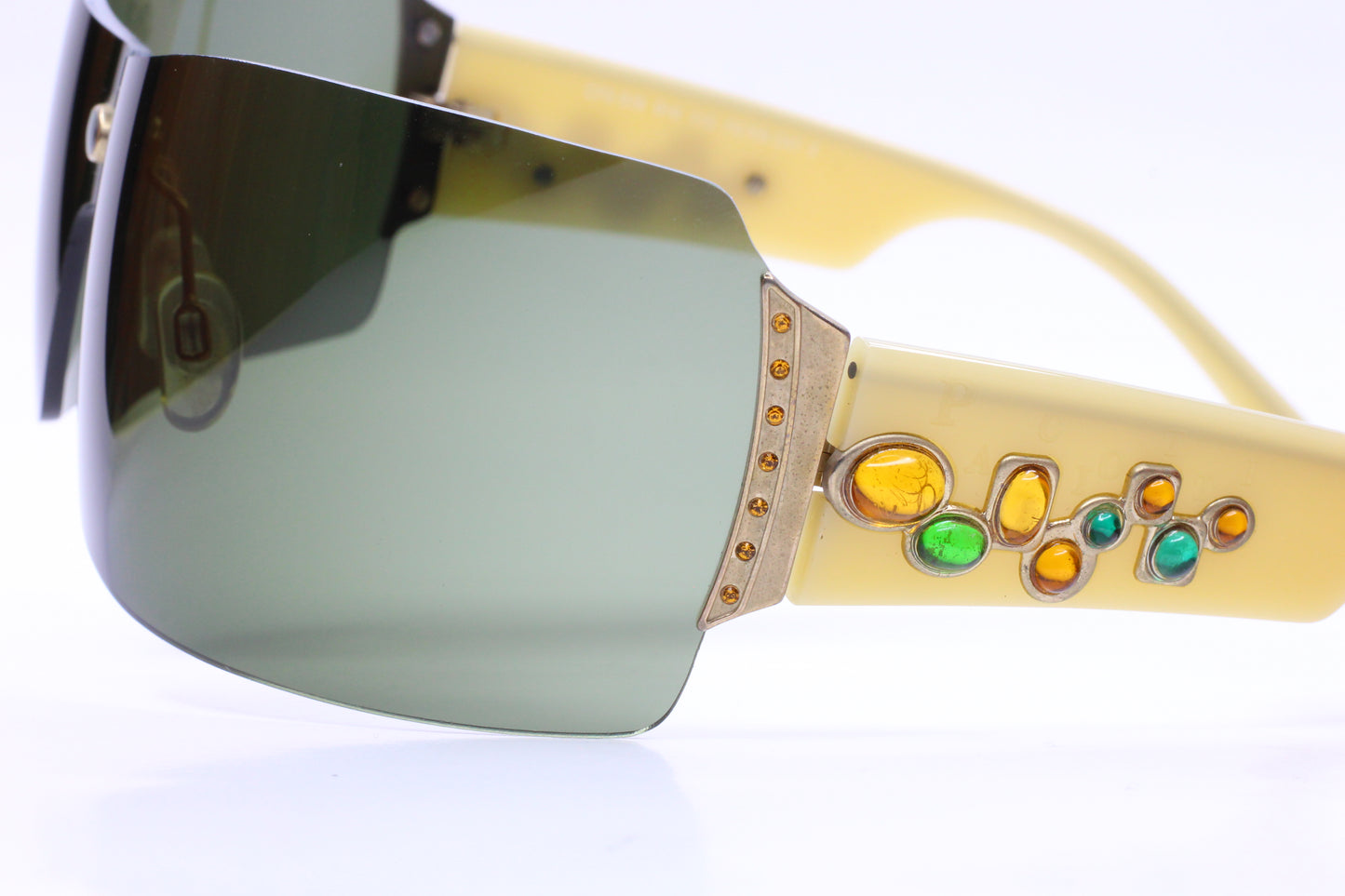 Cesare Paciotti CPS026 Creme Shield Crystal Stones Designer Sunglasses