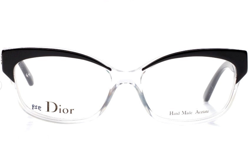 Christian Dior CD3197 K4X Black Clear Acetate Luxury Italy Eyeglasses -Wo 53-15-140 Black Clear Acetate Optical Frames ABC Optical Eyeglasses