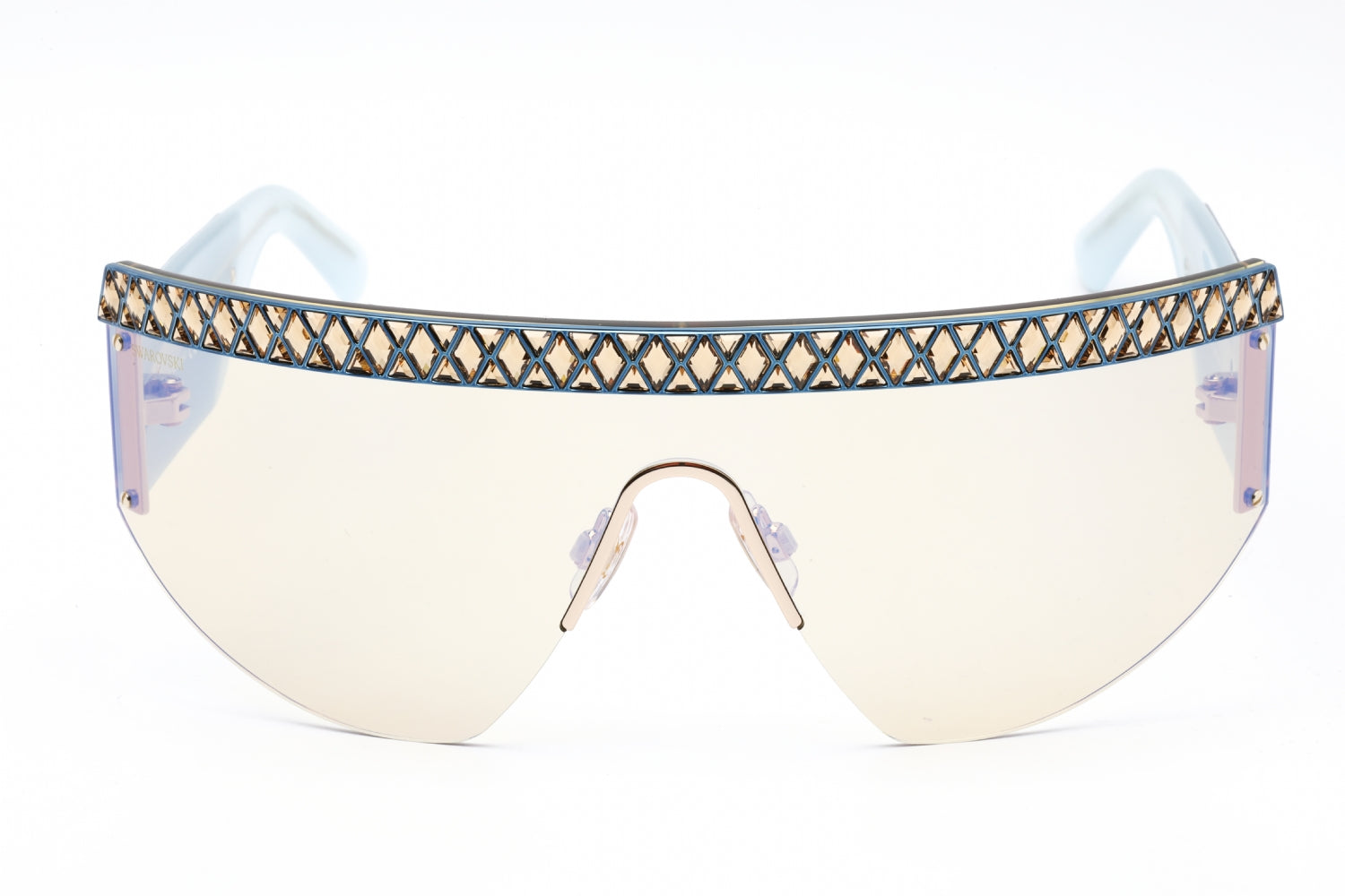 Swarovski SK0363 30X Shiny Deep Gold/Blue Mirror Shield Sunglasses