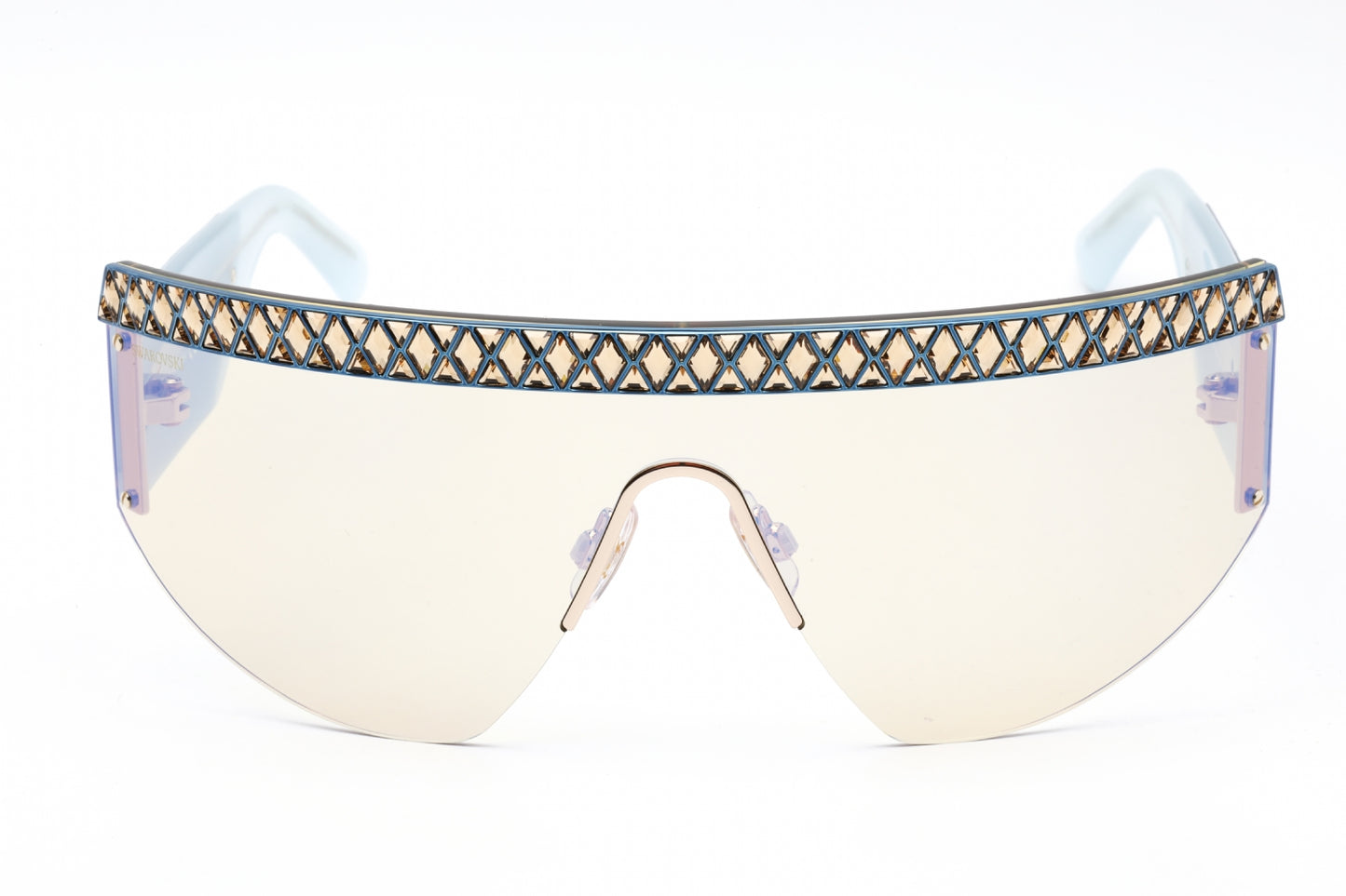 Swarovski SK0363 30X Shiny Deep Gold/Blue Mirror Shield Sunglasses -Wo