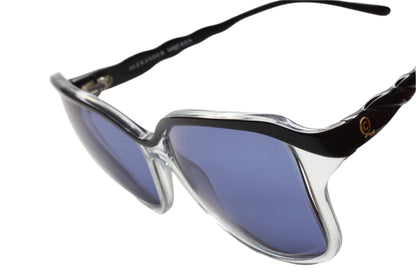 ABC Optical stylish designer black sunglasses online with blue tinted lenses and clear black frames