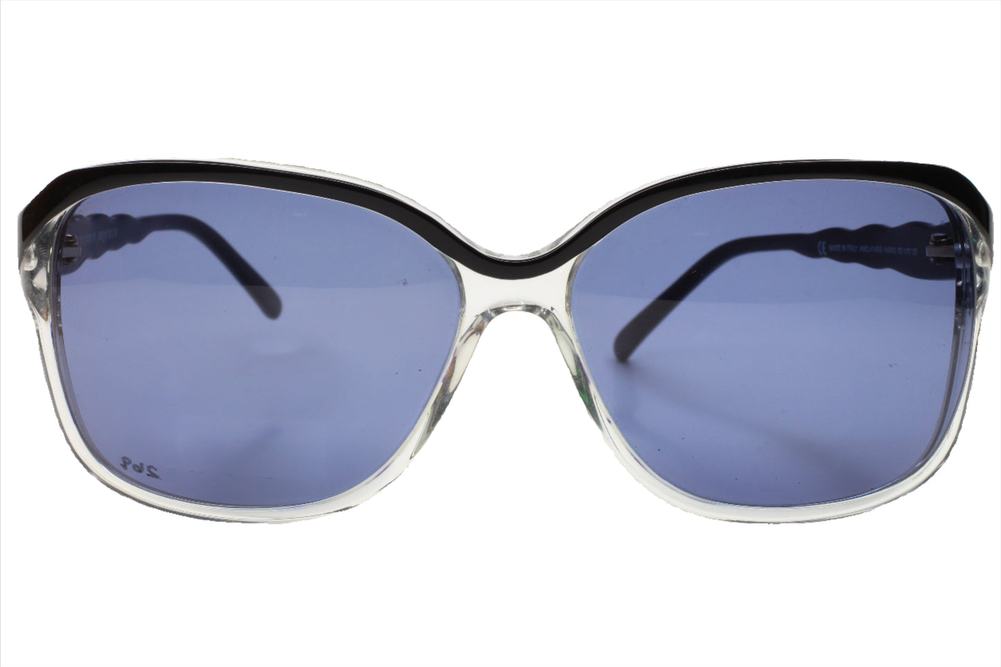 ABC Optical designer black sunglasses online with clear and black frame and blue tinted lenses