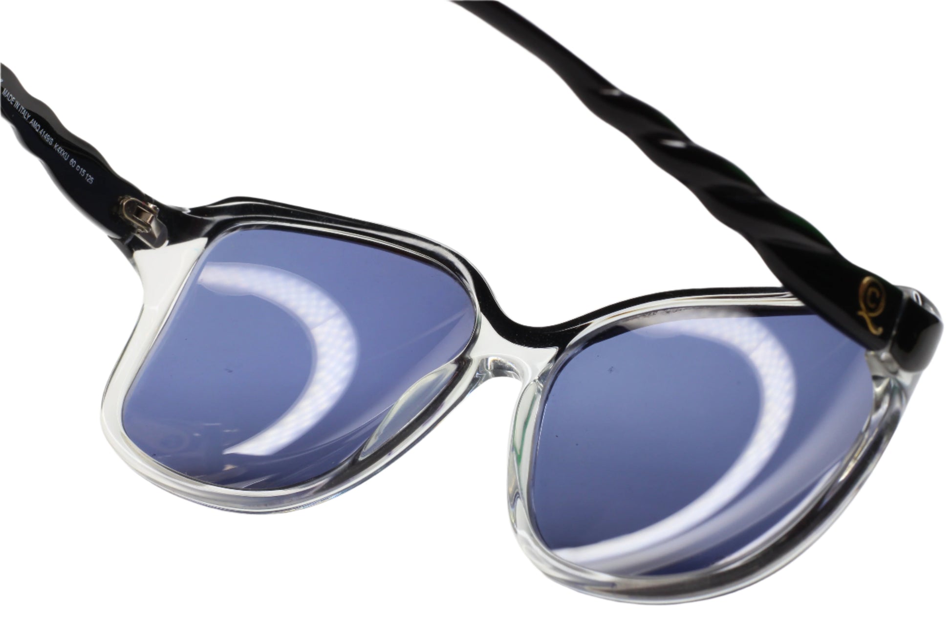 ABC Optical designer black sunglasses online with clear frame and blue tinted lenses