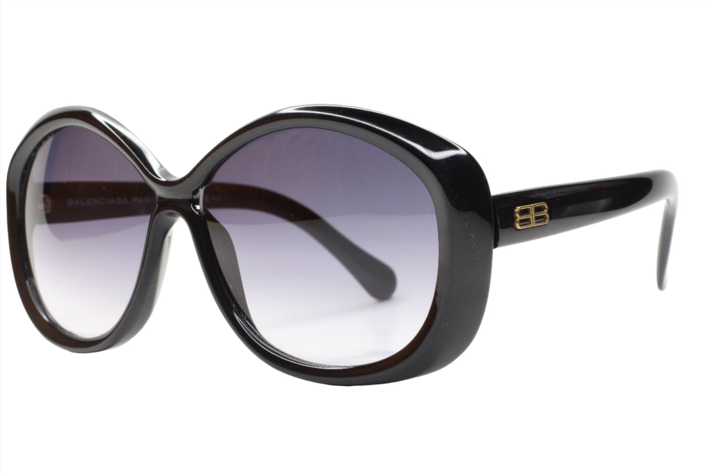 Black oversized Balenciaga BAL0127S sunglasses online with gradient lenses by ABC Optical